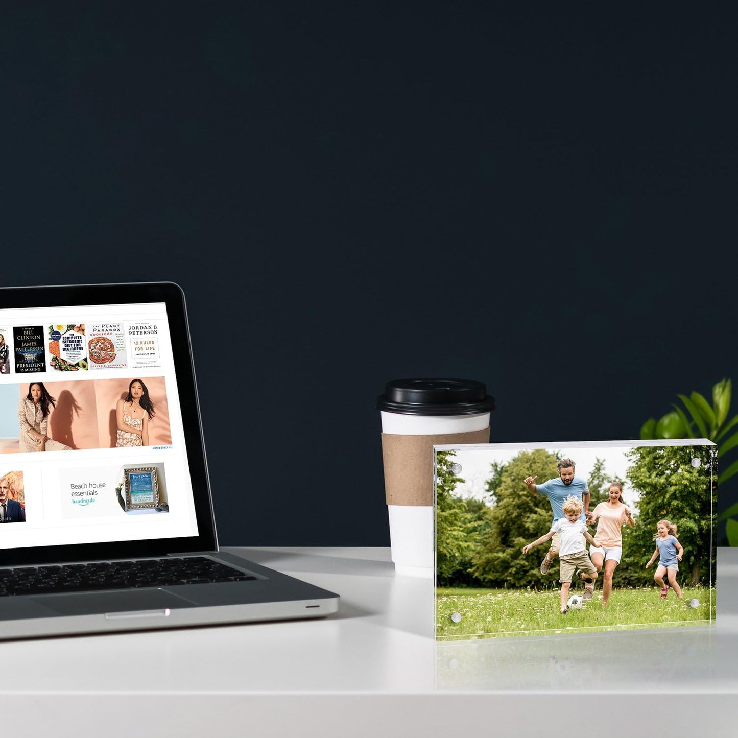 Meetu Acrylic Picture Frame 5x7 Tabletop Photo Frame Magnetic Double Sided Frame Free Standing Desktop for Display Document, Certificate, Photograph, Artwork in Office Room