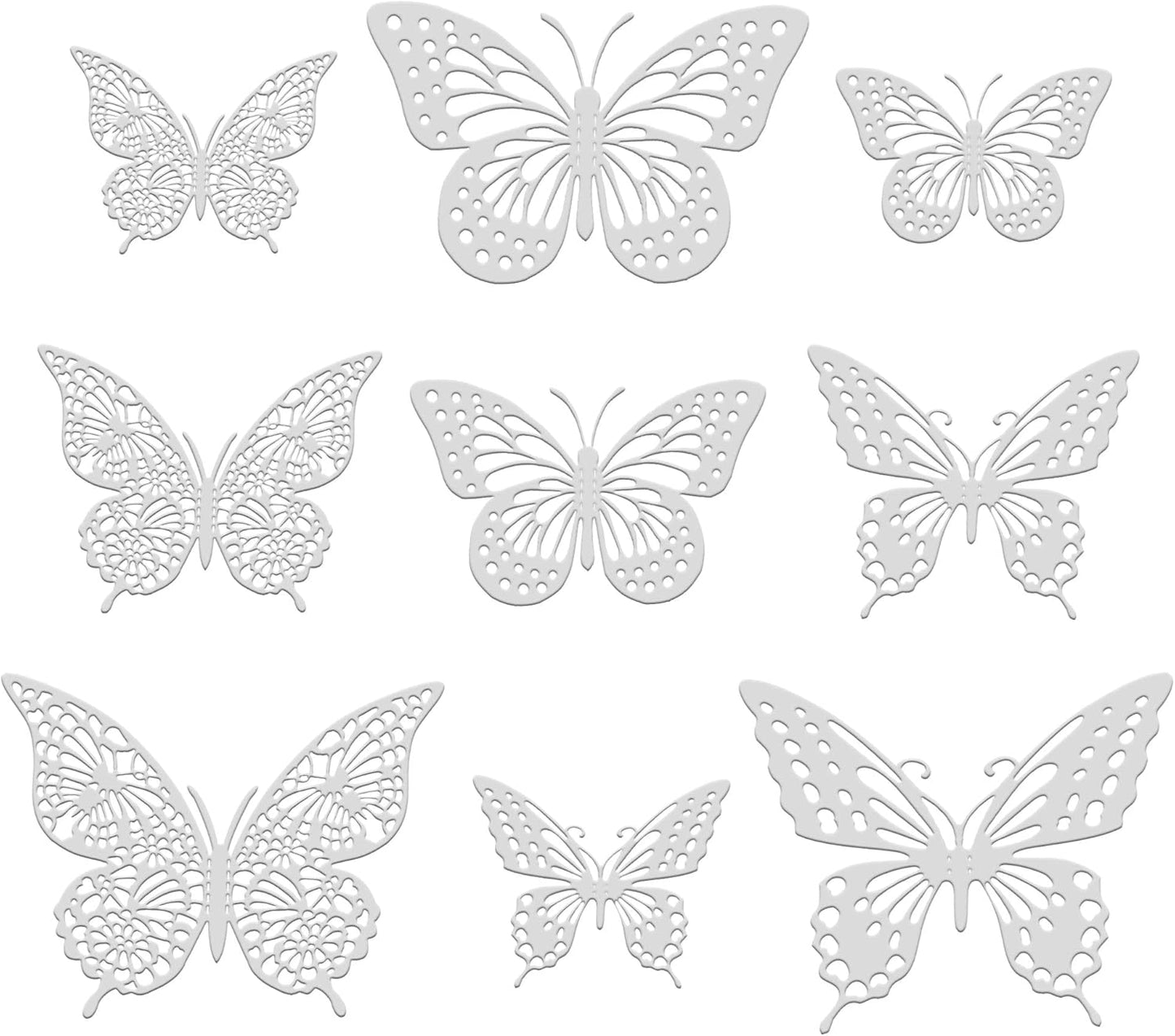 Gyufise 36 Pack Silver Glitter 3D Butterfly Cupcake Toppers Hollow Cake Decorations for Birthday Wedding Fairy Party Wall Sticker Decal