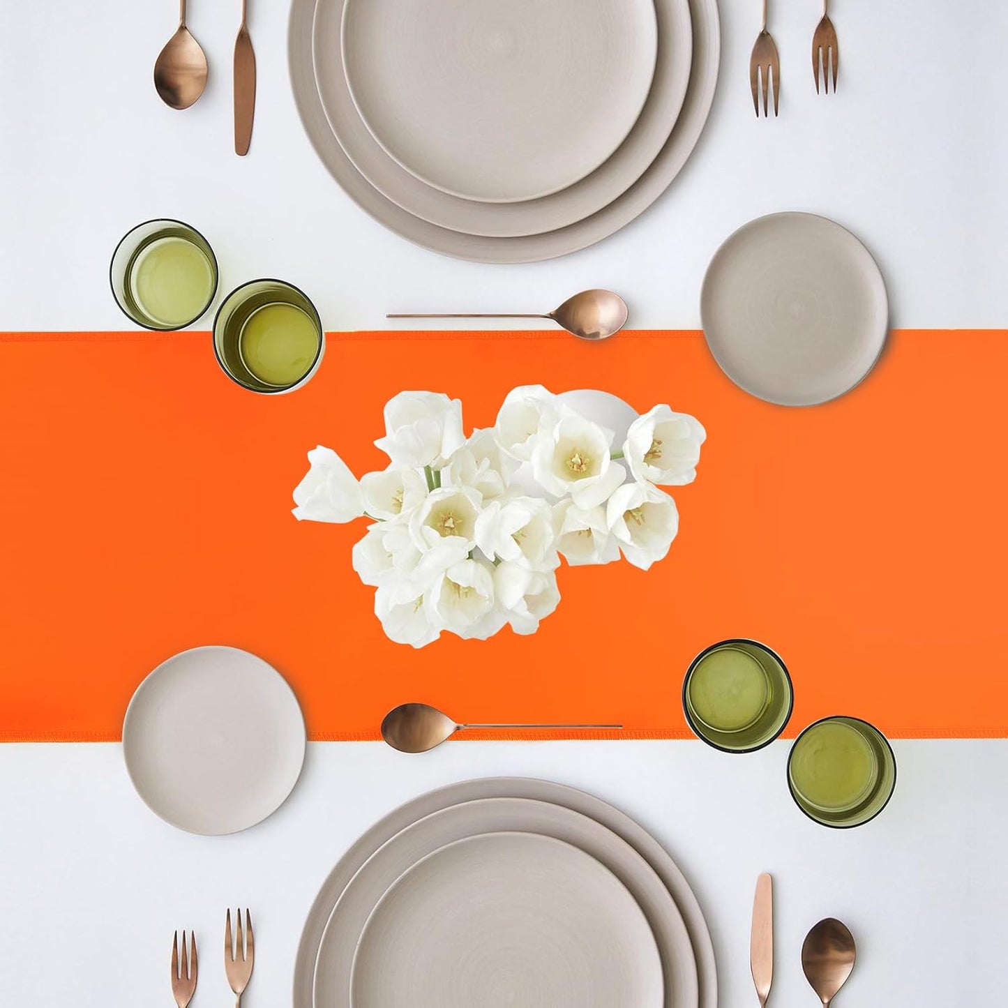 10 Pack Satin Table Runner 12 x 108 Inch Long Orange Silk Table Runner for Wedding Party Banquet Birthday Decoration