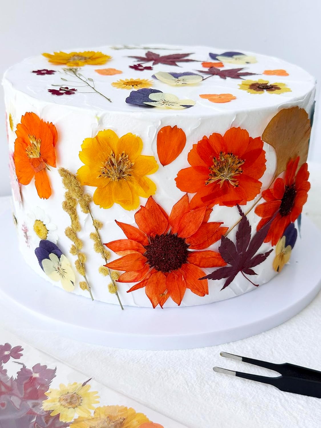 12Types Real Dried Pressed Flowers Sunflowers for Crafts Resin Jewelry Making, Fall Floral Cake Decorations-Orange