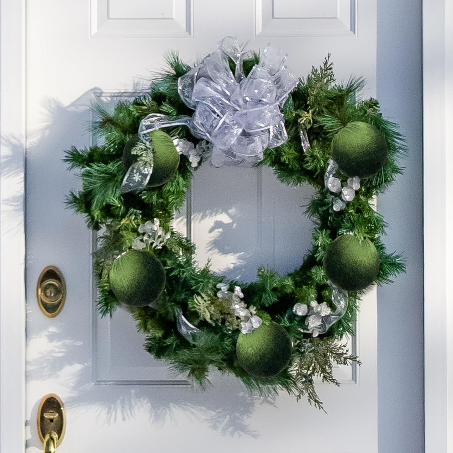 Green Velvet Ornaments for Christmas Tree 15 PCS, Big Neutral Flocked Christmas Bulbs Ornaments Set, Matte Suede Xmas Hanging Baubles Decorations (Sage Green, 3.15 Inch)