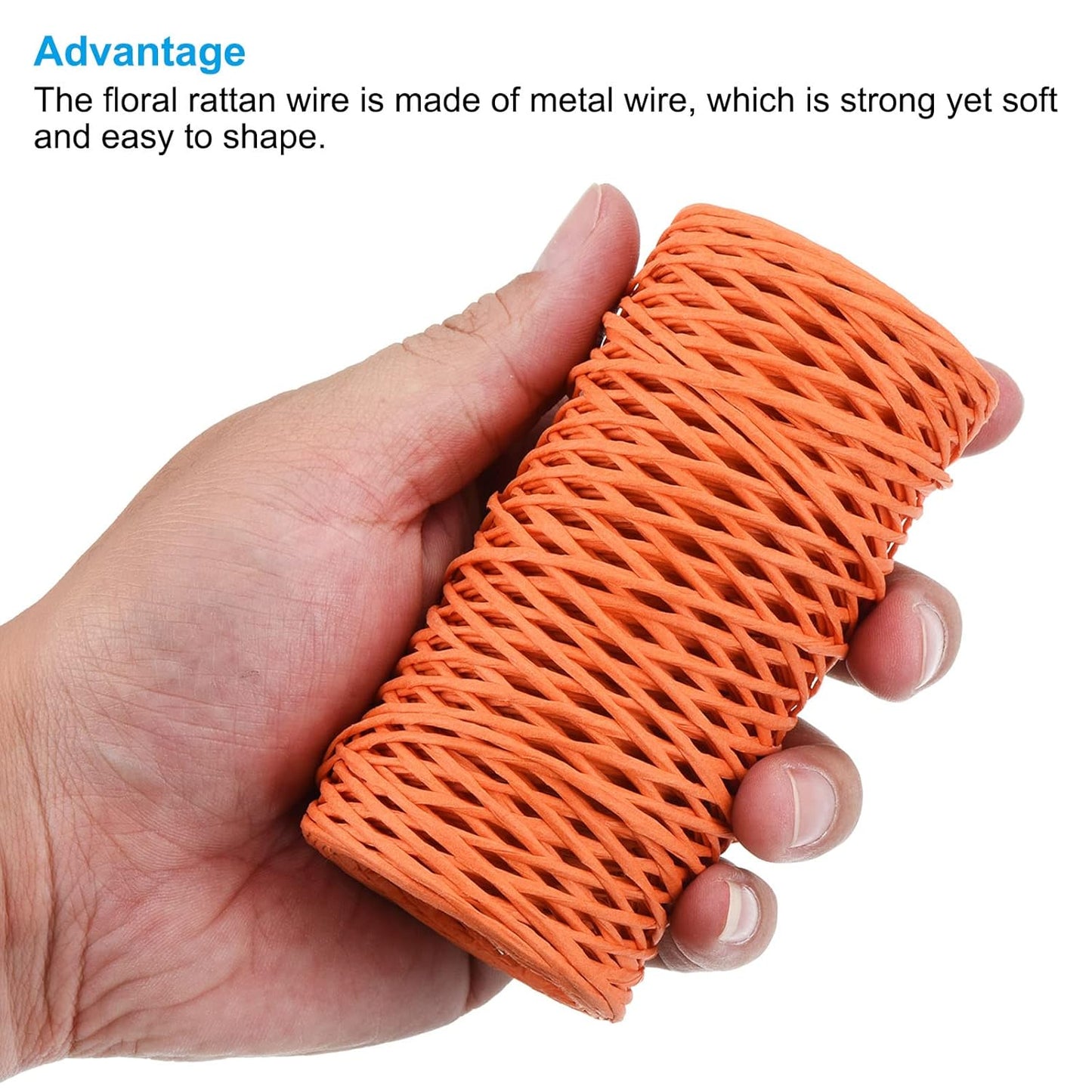 PATIKIL 164 Feet Floral Bind Wire Wrap Twine, 1mm Florist Wire Iron Wire Paper Covered Vine Wrapping Binding Wire for Flower Bouquets, Orange