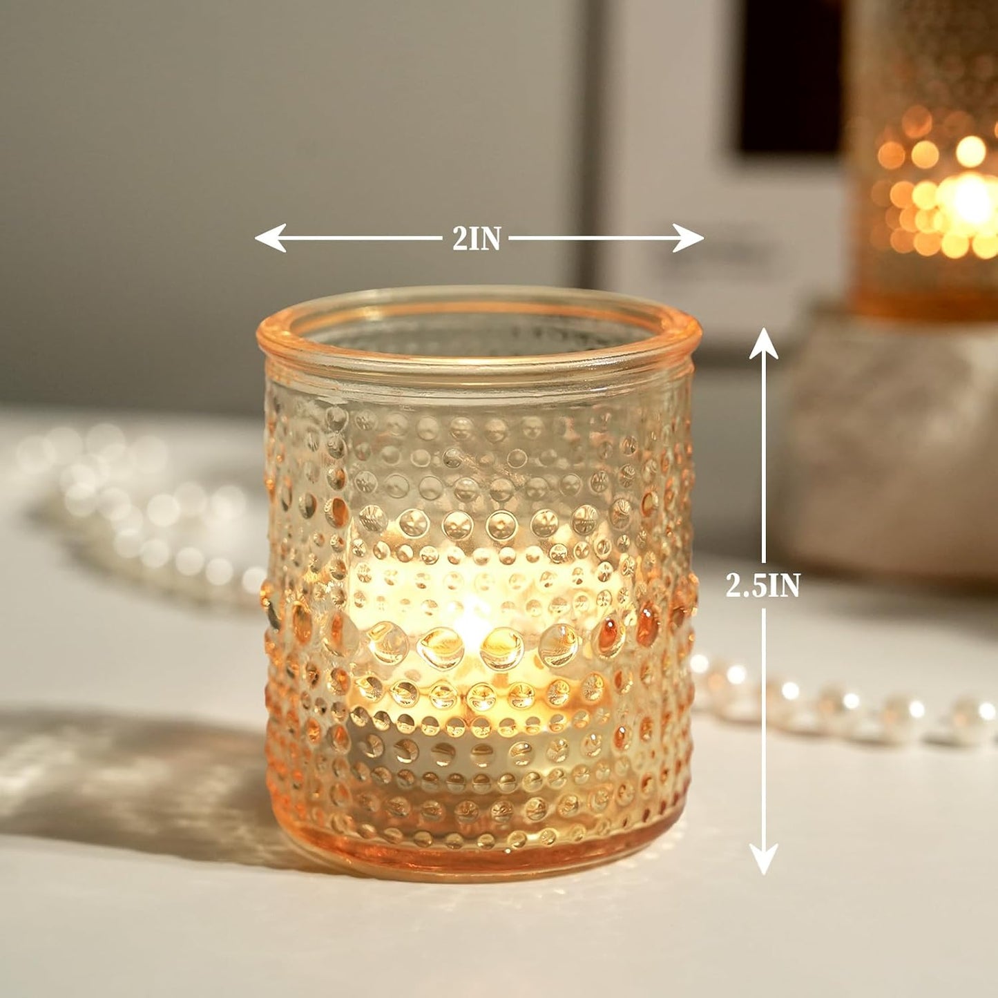 36ps Gold Votive Candle Holders, Tea Light Candle Holder Glass for Table Centerpiece, Candle Holders for Wedding, Bridal Shower and Tea Party Decorations (Gold)