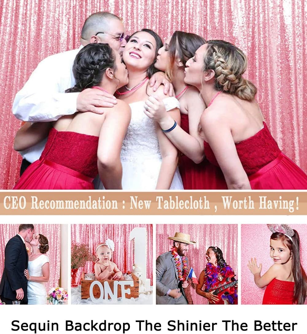 ShiDianYi 4FTx6FT-Fuchsia Pink-Backdrop Curtain Photography,Shimmer Sequin Fabric Photography Backdrops Sequin Curtains for Wedding/Party