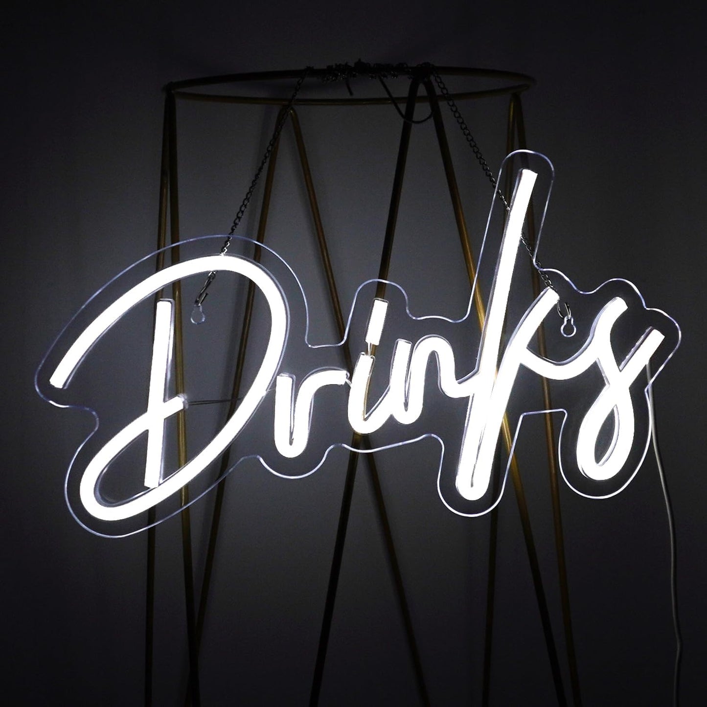 Looklight Drinks Neon Sign,Bar Neon Sign,Neon Signs for Wall Decor,Neon Sign For Room,White Neon Light Sign Led Neon Bar Signs USB Connectivity Light Up Wall Decor for Teen Room Bedroom Bar Store