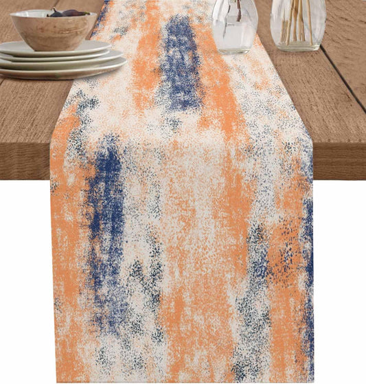 Vintage Oil Painted Cotton Linen Table Runner for Dining Kitchen, Wedding Outdoor Party Tablerunners Decoration, Abstract Modern Orange Minimalist Dresser Scarf Coffee Tablecloth Runners 13x108 Inches