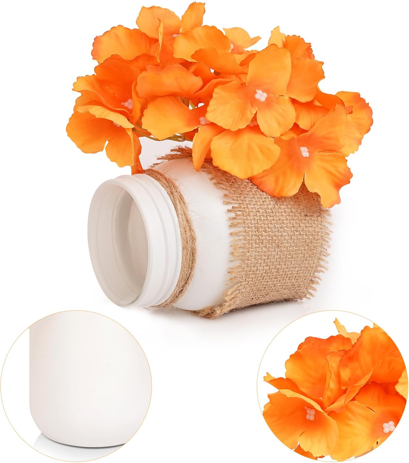 Fall Decor for Home, Autumn Themed Mason Jars Centerpiece Decorations - Perfect for Thanksgiving Decorations 4 Packs Fall Color Pint Mason Jars with Fall on Jute Cover