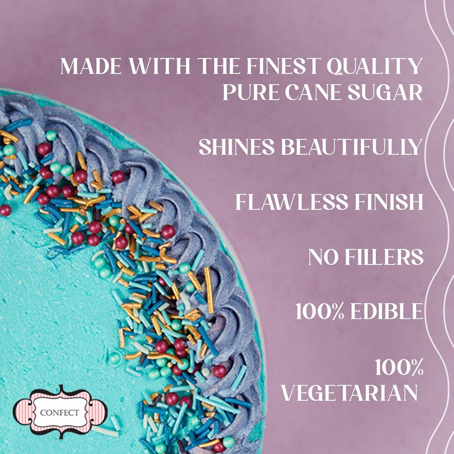 Confect Cake Decorating Sprinkles | Edible Pearl Mix Gold Yellow & White Dragees | White Sparkling Sugar | Edible Pina-Colada Disco Ball Mashup Sprinkles | Dairy-Free, Palm Oil-Free - 5 Oz