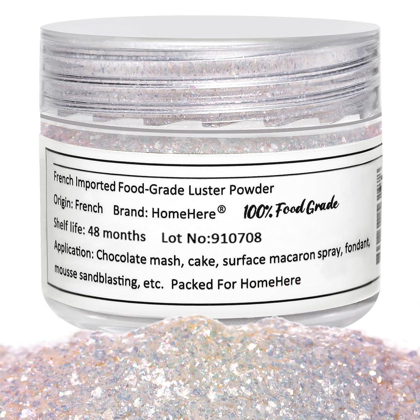 HomeHere Edible Luster Dust Food-Grade Glimmer Powder Glitter for Cake Decorating 7g, Edible Sprinkle Glitter for Cocktails Drinks Baking Candy Dessert Chocolate Vegan Tasteless, Iridescent