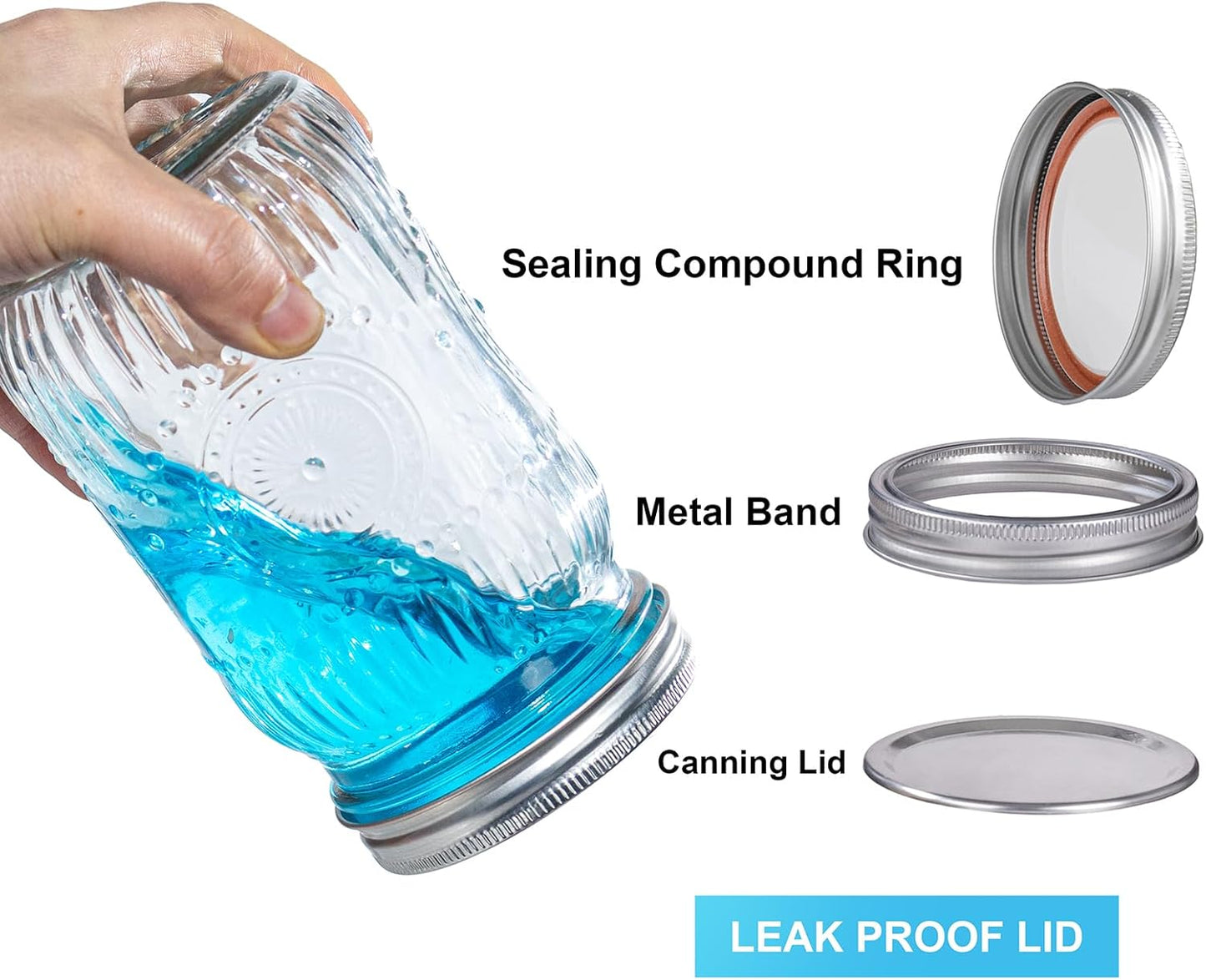 WELLIFE Wide Mouth Mason Jars, 2 Pcs Wide Mouth Mason Jars 32 OZ for Preserving,Jam,Honey,Wedding Favors,Sauces,Meal Prep,Salad,Yogurt & Decor