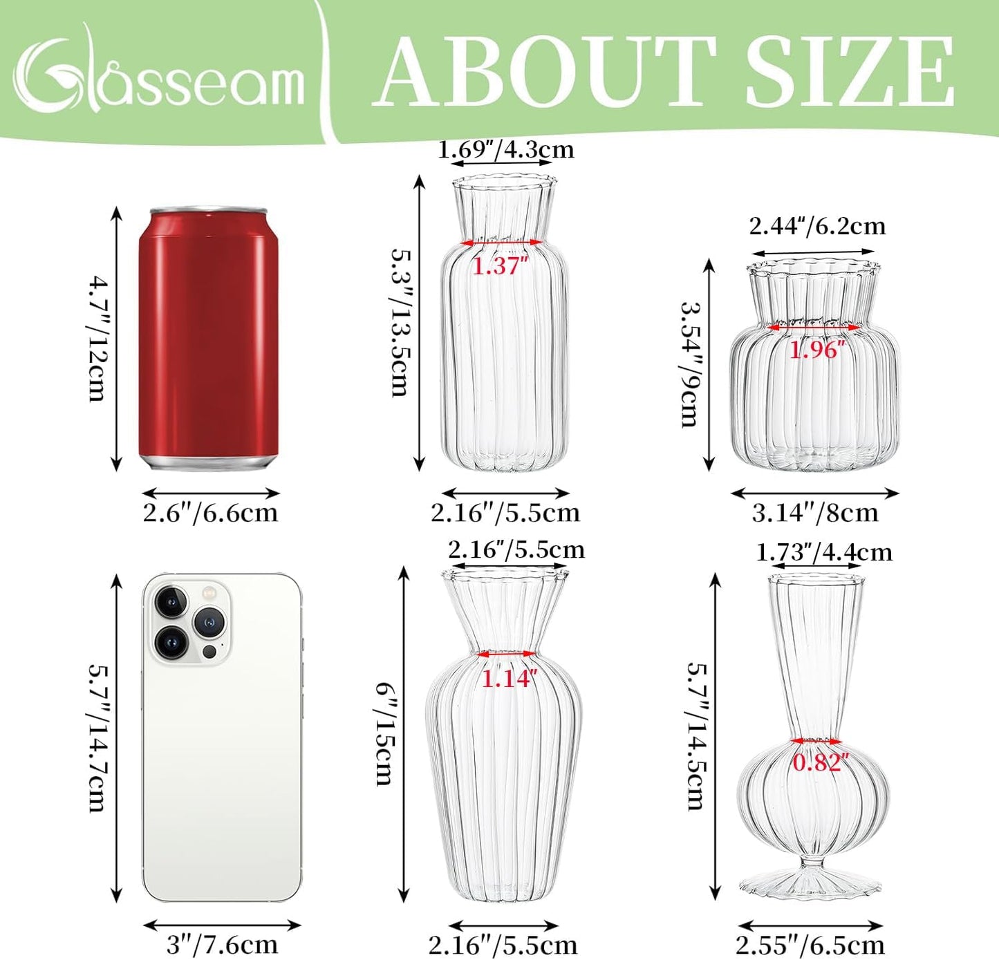 Modern Clear Glass Bud Vase Bulk Set: Glasseam 16Pcs Small Mini Flower Centerpieces Vases Handmade Decorative Cute Short Window Corner Home Decor for Wedding Reception Dining Table Single Rose