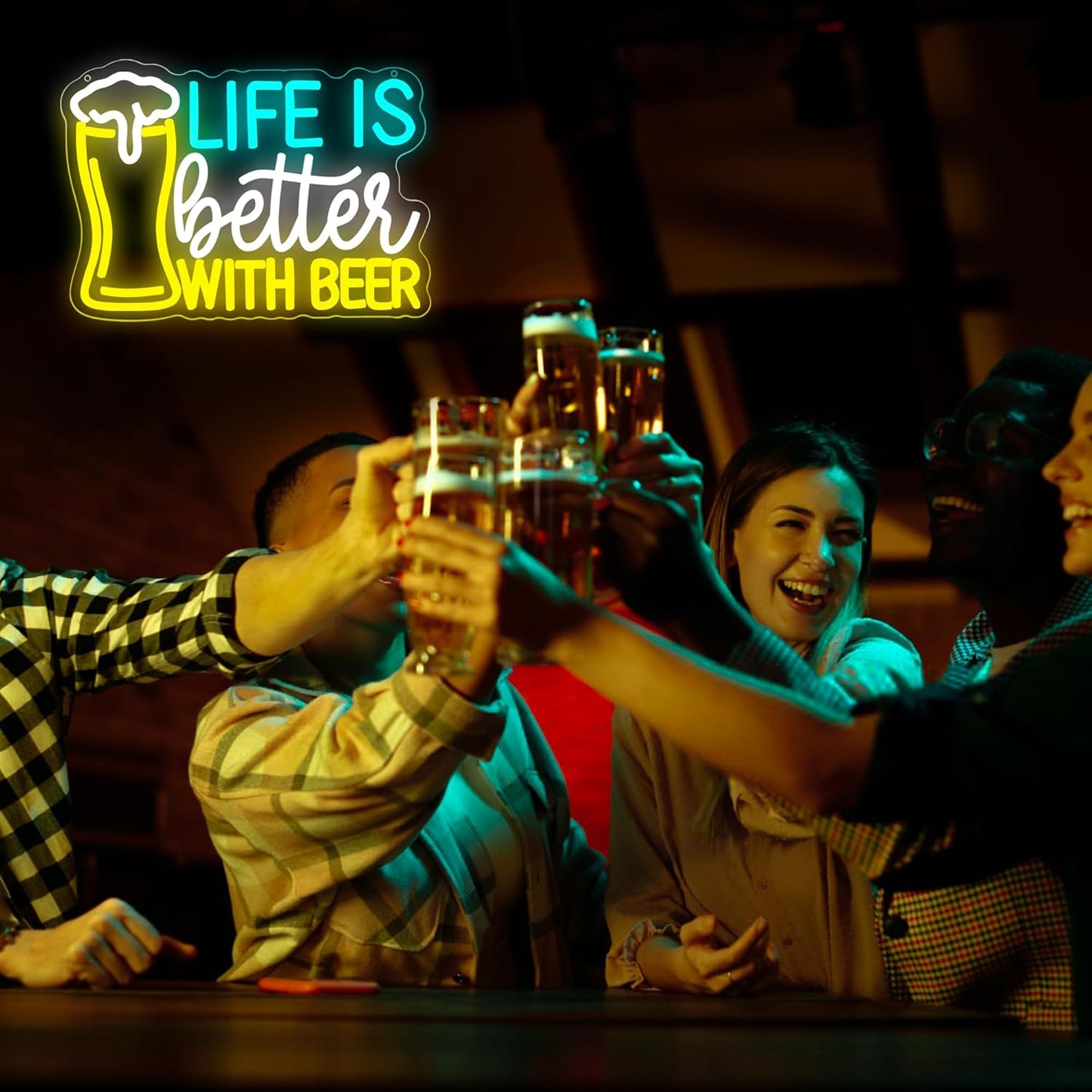 Beer Neon Sign for Wall Decor Bar LED Sign Beer Neon Light for Man Cave Bedroom Home Bar Shop Pub Bistro Party Hotel Game Room Decor Birthday Gifts for Man USB Powered Size14.1 * 10.2inches(JTD293)