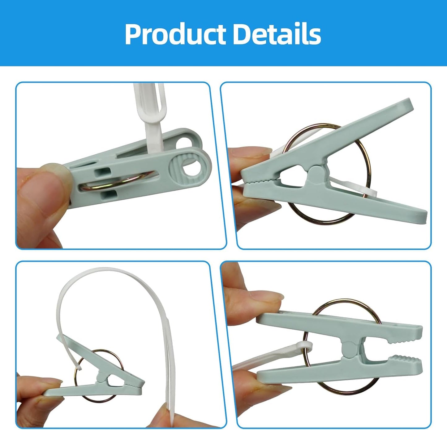 60 Pack Clothes Pins with Plastic Rope,Multi-Purpose Clips for Hanging,Windproof Plastic Clothespins for Hanging Baby Clothes,Socks,Hats, Pants,Bras,Underwears,Towels,Photos,Blue,Green, Yellow,Orange