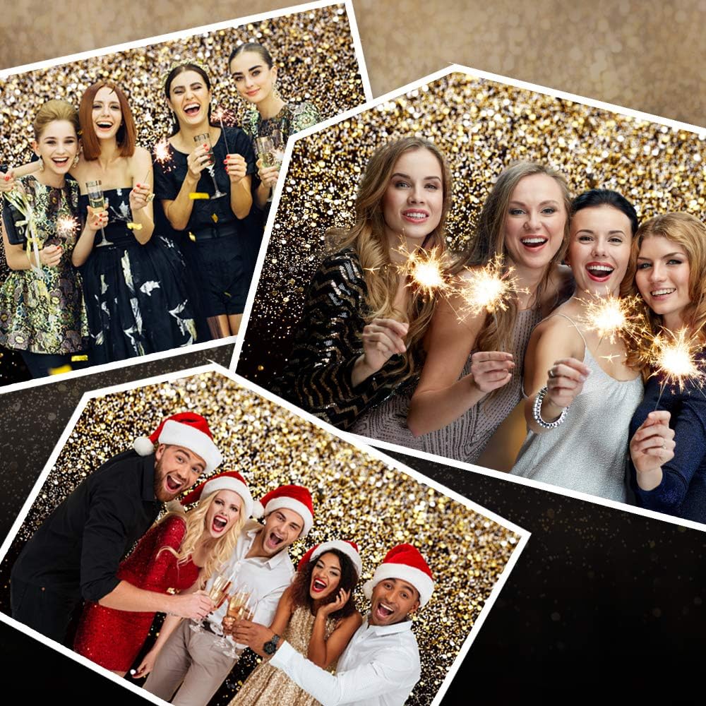 SJOLOON Black and Gold Backdrop Gold Spots Backdrop Vinyl Photography Backdrop Vintage Background for Family Birthday Party Newborn Studio Props 11547(8x8FT)