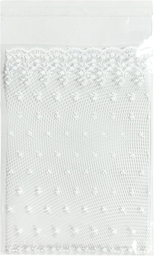 100 Pcs Lace Cellophane Bags, 5.9x3.9in White Self Sealing Cello Bag Clear Cookie Resealable Adhesive OPP Cellophane Treat Plastic Gift Bags For Candy Jewelry Bracelet Gifts Decorative Favor