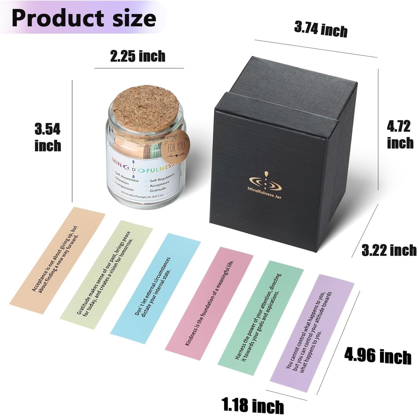 Mindfulness Jar Motivational and Inspirational Cards with 90 Daily Affirmations Anxiety Relief Relaxation Self Care Fathers Gifts for Dad Father Man Women Office Desk Accessories for Work