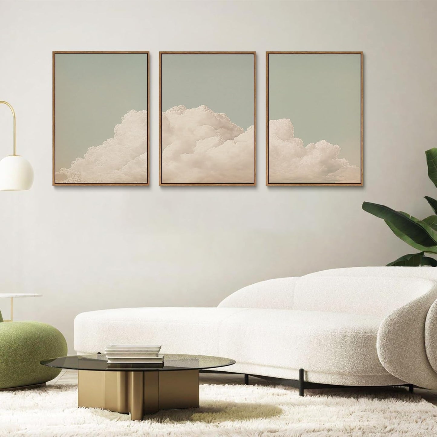 myusuar 3 Piece Large Modern Abstract Canvas Framed Wall Art For Living Room, Dearm Cloud Minimalist Wall Art Decor Posters Prints For Bedroom Office, 24x36in