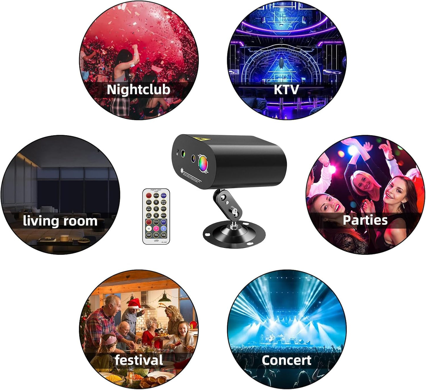 DJ Disco Ball Party Lights with Sound-Activated Remote, Durable ABS RGB LED Strobe Stage Lighting, Light Projector for Xmas/Rave/Club/Bar/Home Room Decoration, Gift for Birthday and Fetivals