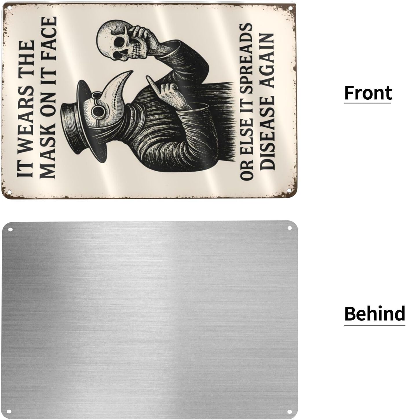 Funny Goth Bathroom Sign - "Wash Your Hands" Dark Aesthetic Wall Decor for Gothic Home or Restroom - 8" x 12" Metal Tin Sign