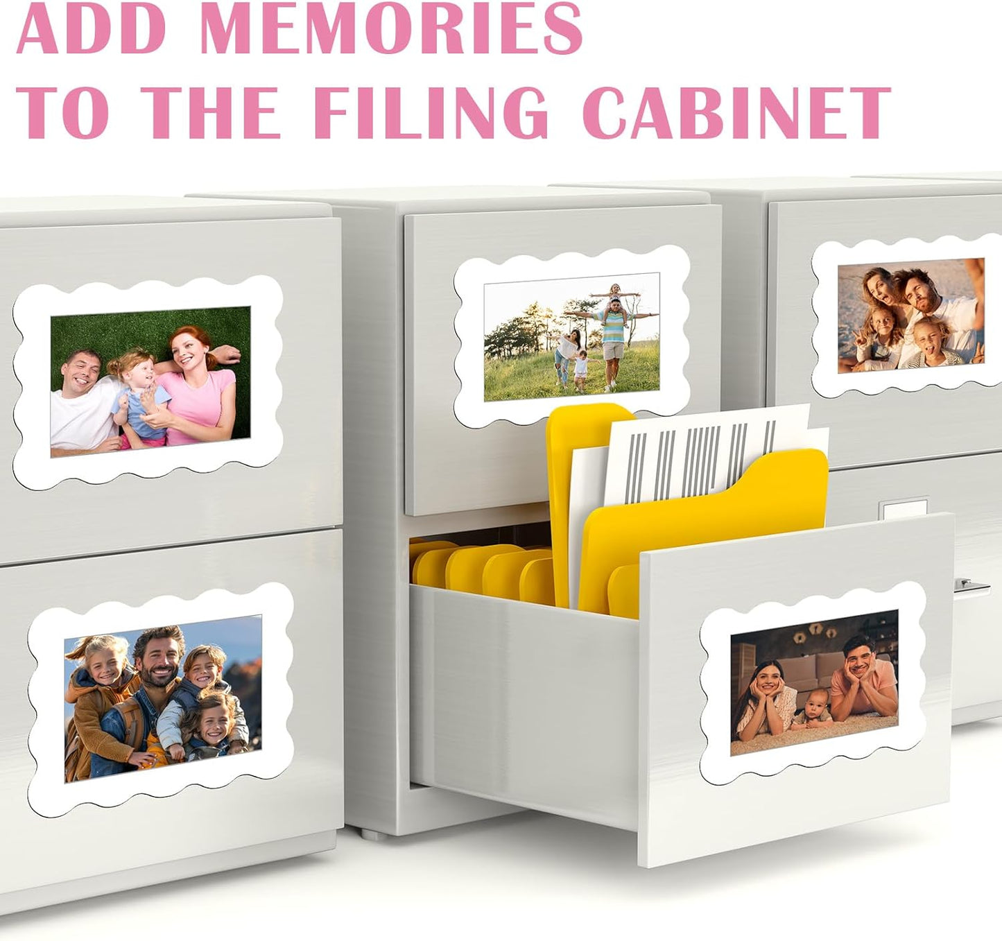 Kingdder 12 Pcs Scalloped Magnetic Picture Frame for Refrigerator 4 x 6 White Reusable Picture Frame Magnets Decorative Photo Holders for Fridge Home School Office Kitchen Locker Decor