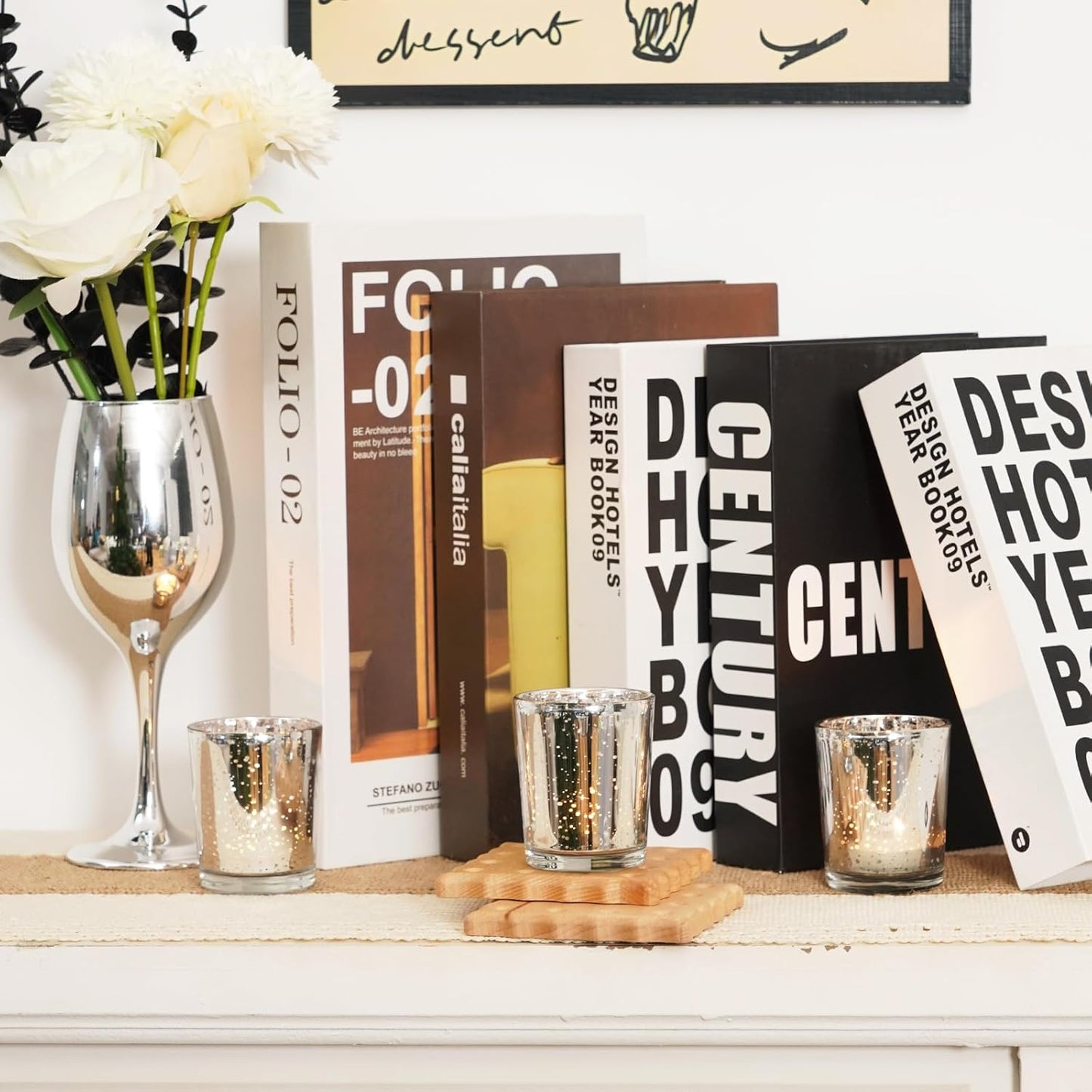 Homemory 24 Pcs Silver Votive Candle Holders, Mercury Glass Candle Holder, Tealight Candle Holders for Table Centerpieces, Baby Shower, Party, Anniversary, Wedding, Home Decor, Halloween, Christmas