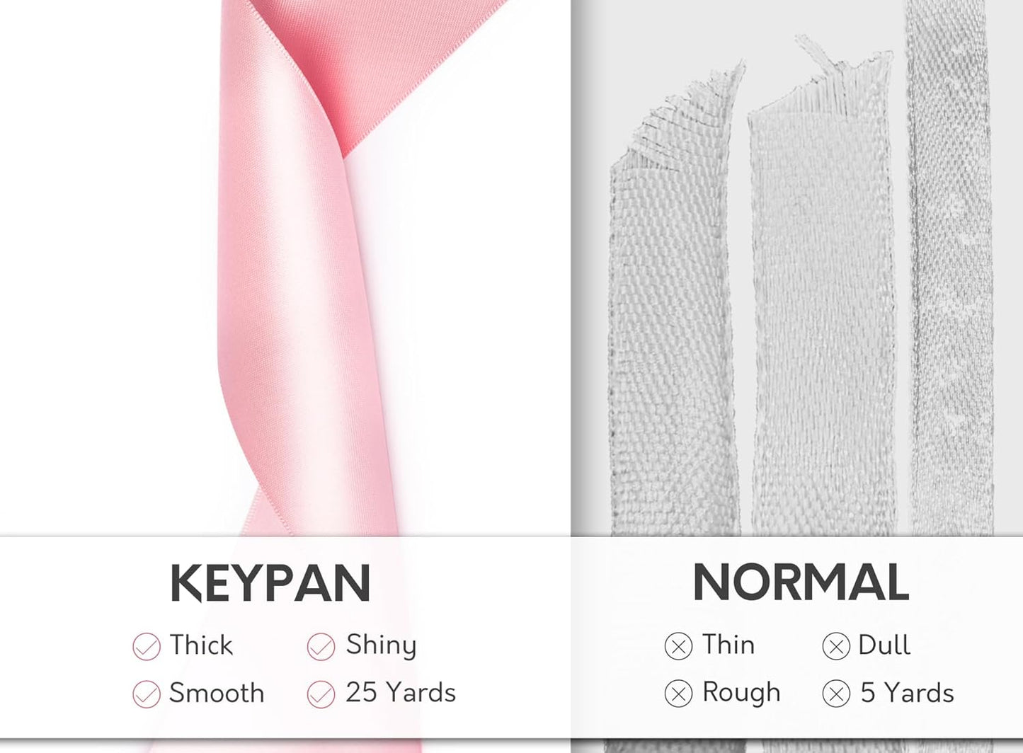 Pink Satin Ribbon 2.5 Inch Double-Faced Valentines Ribbons for Flower Bouquet Gift Wrapping Party Decor Wedding Invitation DIY Craft, 25 Yards