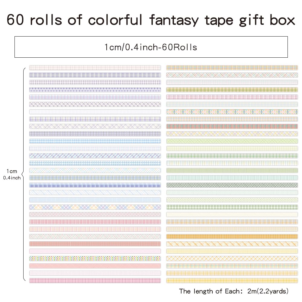60 Rolls Cross line Theme Washi Tape Set, Writable Decorative Tapes for Scrapbooking, Bible Journaling, Bullet Journaling, 0.39"x79" per Roll