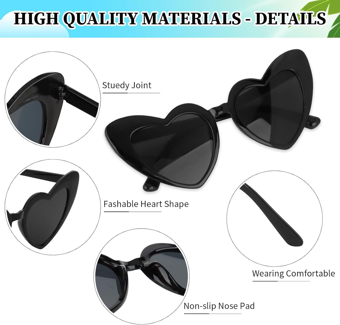 CIEHER Bachelorette Party Favors - White Black Heart Sunglasses for Bride Bridesmaid