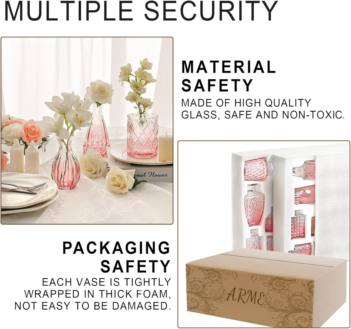 Arme Bud Vase Set of 32, Pink Vases in Bulk Bud Vase for Flower Small Glass Vases for Wedding Centerpieces, Vintage Cute Mini Flower Vase, Home Table Flower Decor