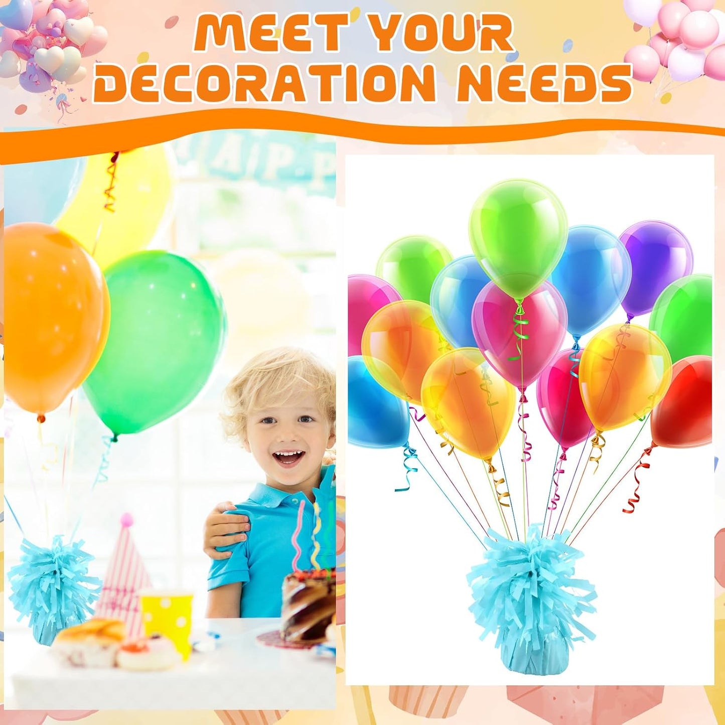 8 Pcs Baby Blue Metallic Balloon Weights Holder Anchors Balloon Holder Weights for Helium Balloons Birthday Graduation Party Christmas Wedding Celebration Decoration (Baby Blue)