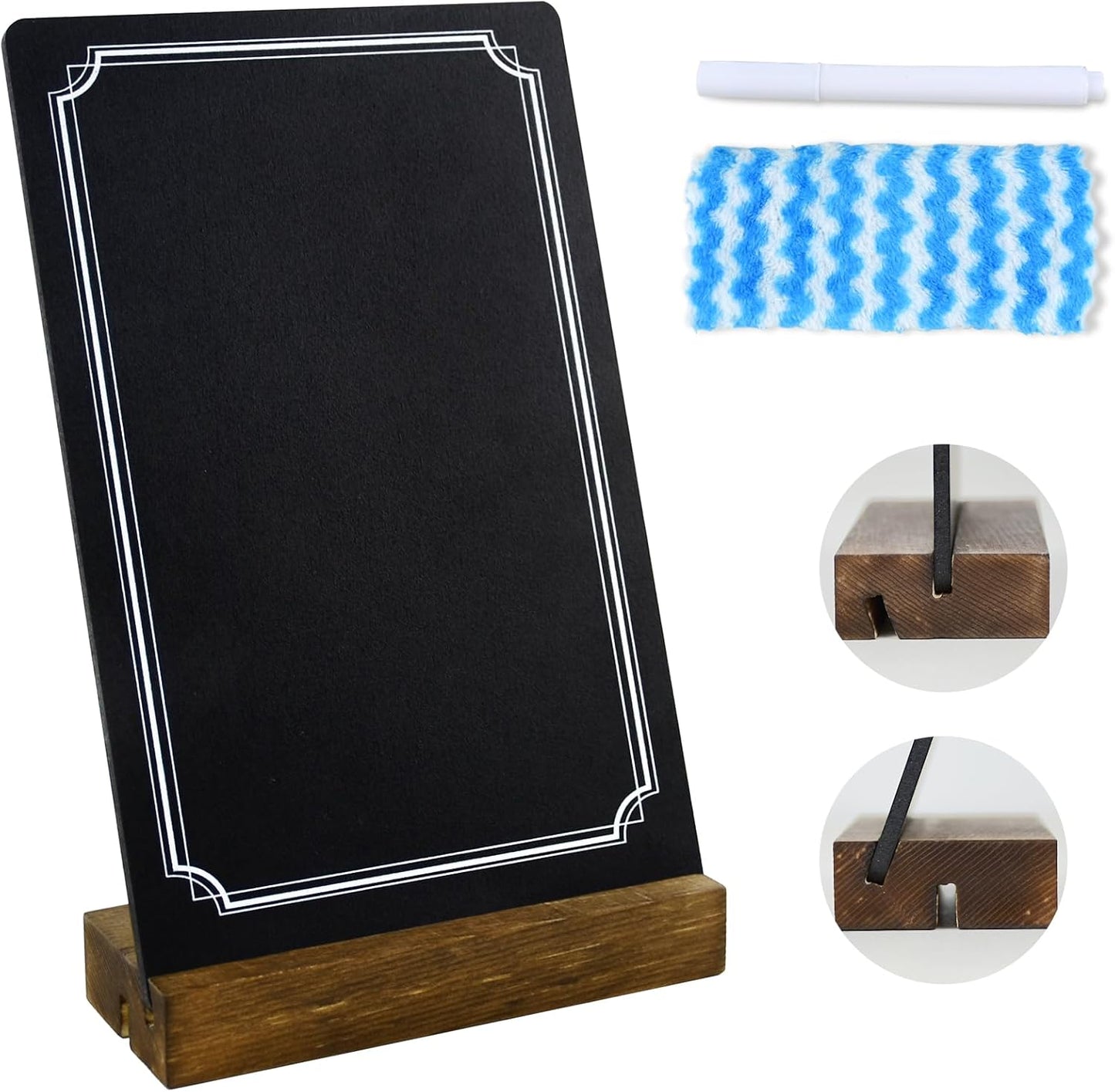 Small Chalkboard Sign with Stand, 8x5'' Table Top Double-Sided Mini Board With Wooden Base for Food Messages, Restaurant, Bar, Party, Store Decoration (1 Pack)
