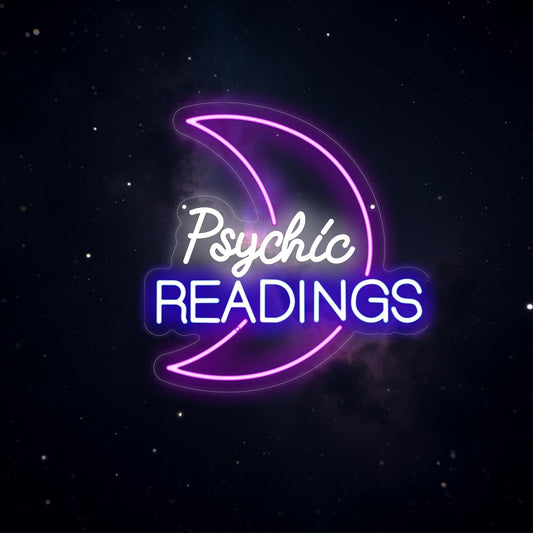 Psychic Moon Tarot Cards Neon Sign, Psychic Reading Led Light, Moon Star Shop Decor, Gothic Lover Gift, Dark Gothic Wall Art, Fortune Teller Sign for Psychic Tarot Room Wall Decor Tarot Reader Gifts