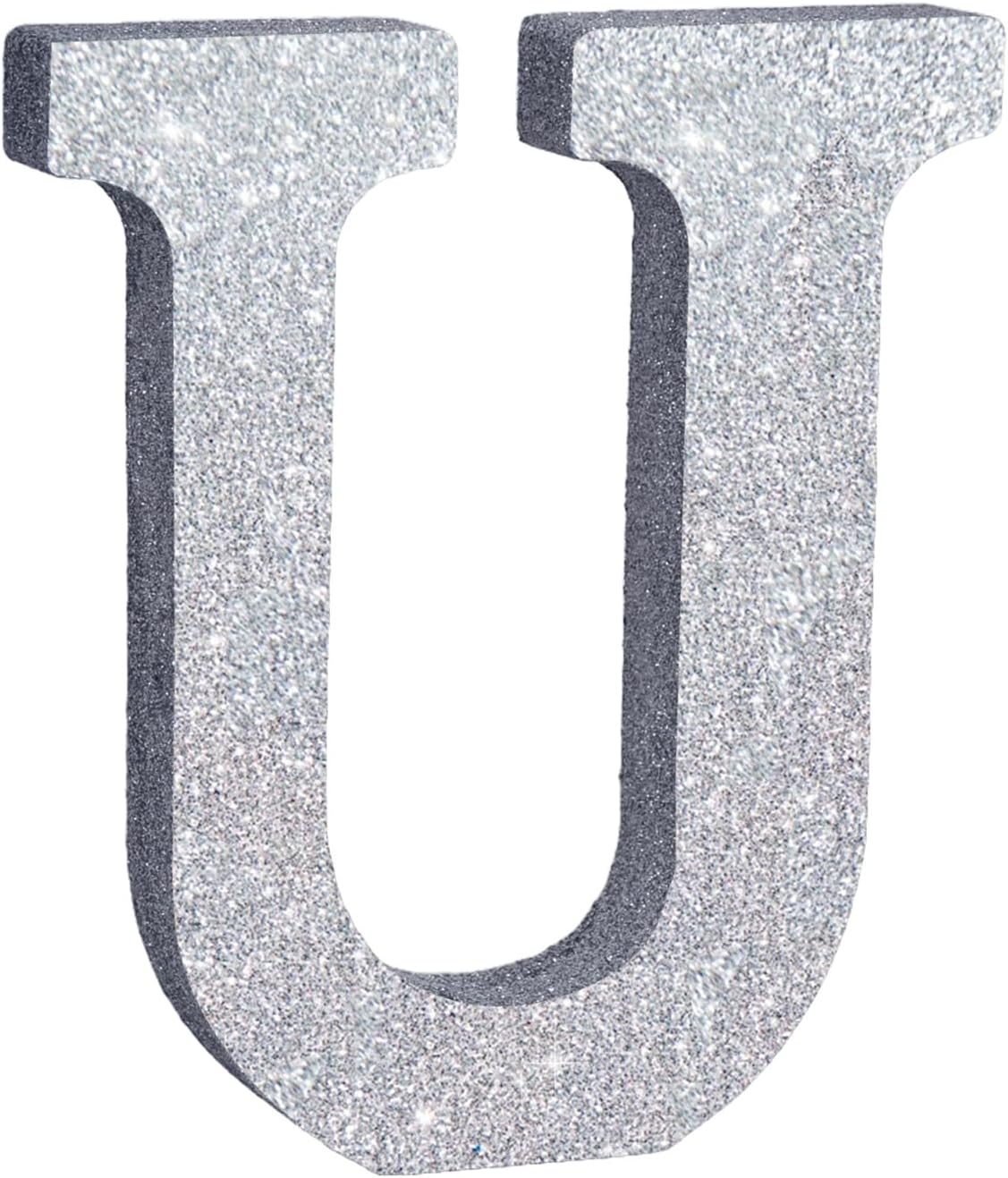 TONIFUL 8 Inch Silver Glitter Letter U Table Centerpiece A-Z Silver Birthday Party Decorations,Silver Alphabet U for Birthday,Chrismas,Graduation,Bridal Shower,Wedding,Anniversary Party Supplies