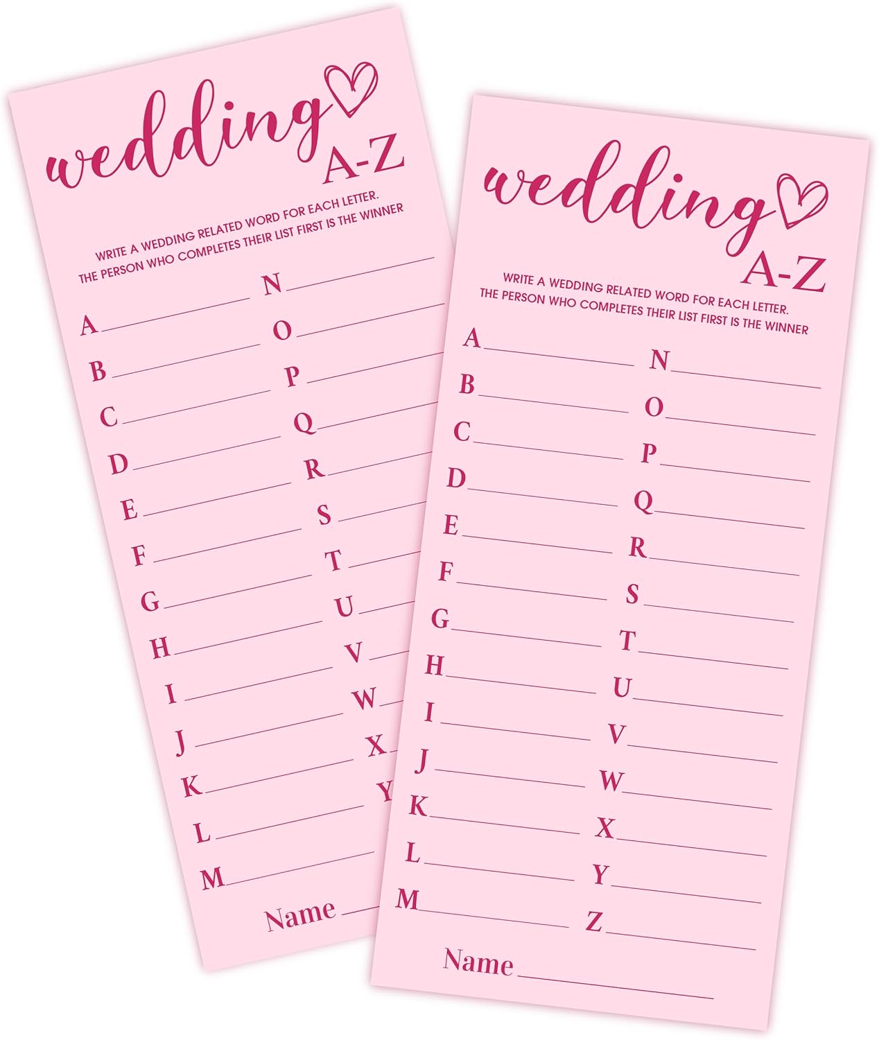 4x9 Inch Wedding Party Games, Bridal Shower Cards, 25 Pink Bridal Shower Games for Wedding Reception, Bachelorette, Engagement Party, Minimalist Guest Interaction Activity Cards-A11