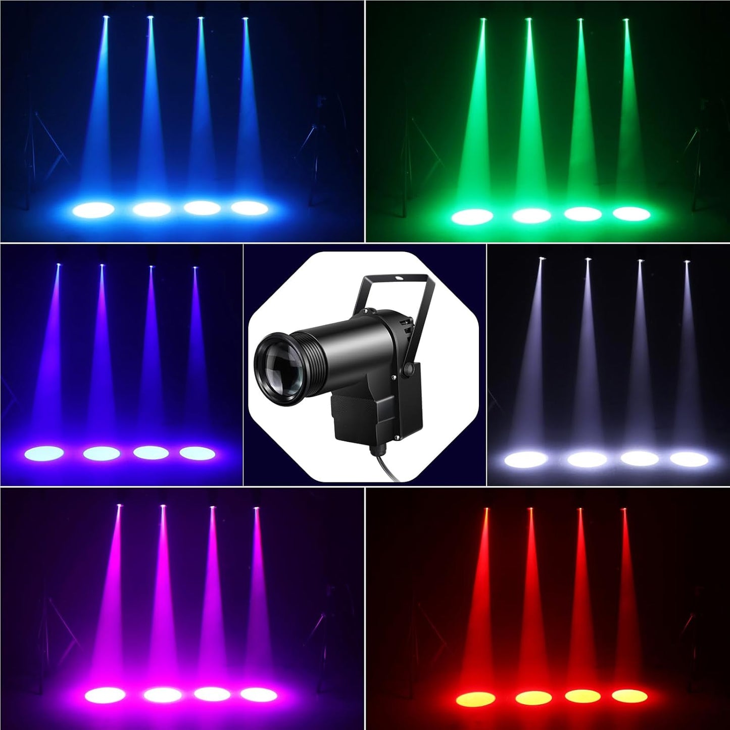 Pinspot Light 15W DMX, Czgor RGBW Disco Ball Lights with Remote Control / DMX512 / Sound Activated Pin Spotlight for Mirror Ball DJ Party Wedding Show