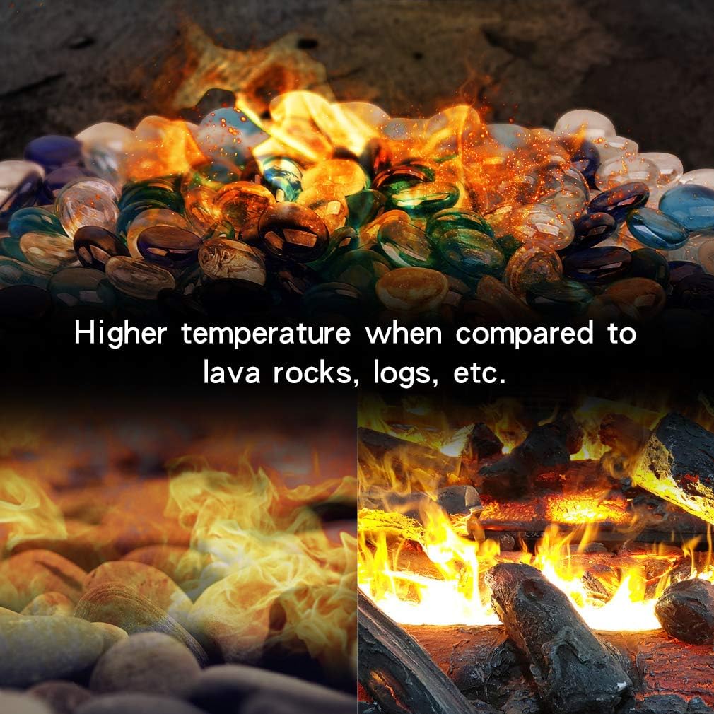 Stanbroil 10-Pound Fire Glass Diamonds - 1/2 inch Luster Fire Glass for Fireplace Fire Pit and Landscaping, Amber Luster