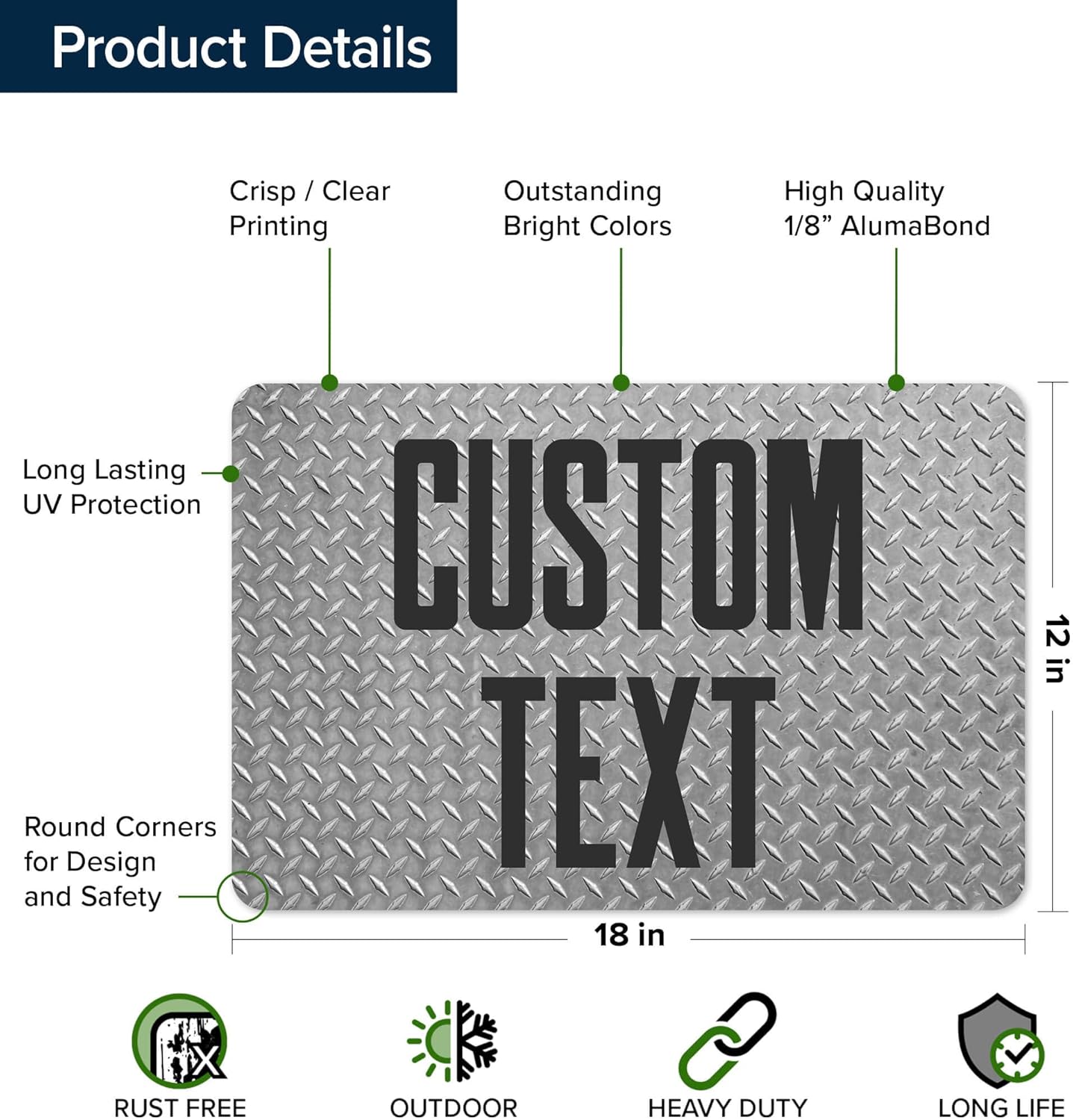 Custom Sign, Custom Street Sign, 11 Font Colors, 13 Font Styles, 4 Hole Options, 22 Sizes, 12x18 Inches, Rust Free DiBound, Fade Resistant, Made in USA by My Sign Center (Diamond Metal)