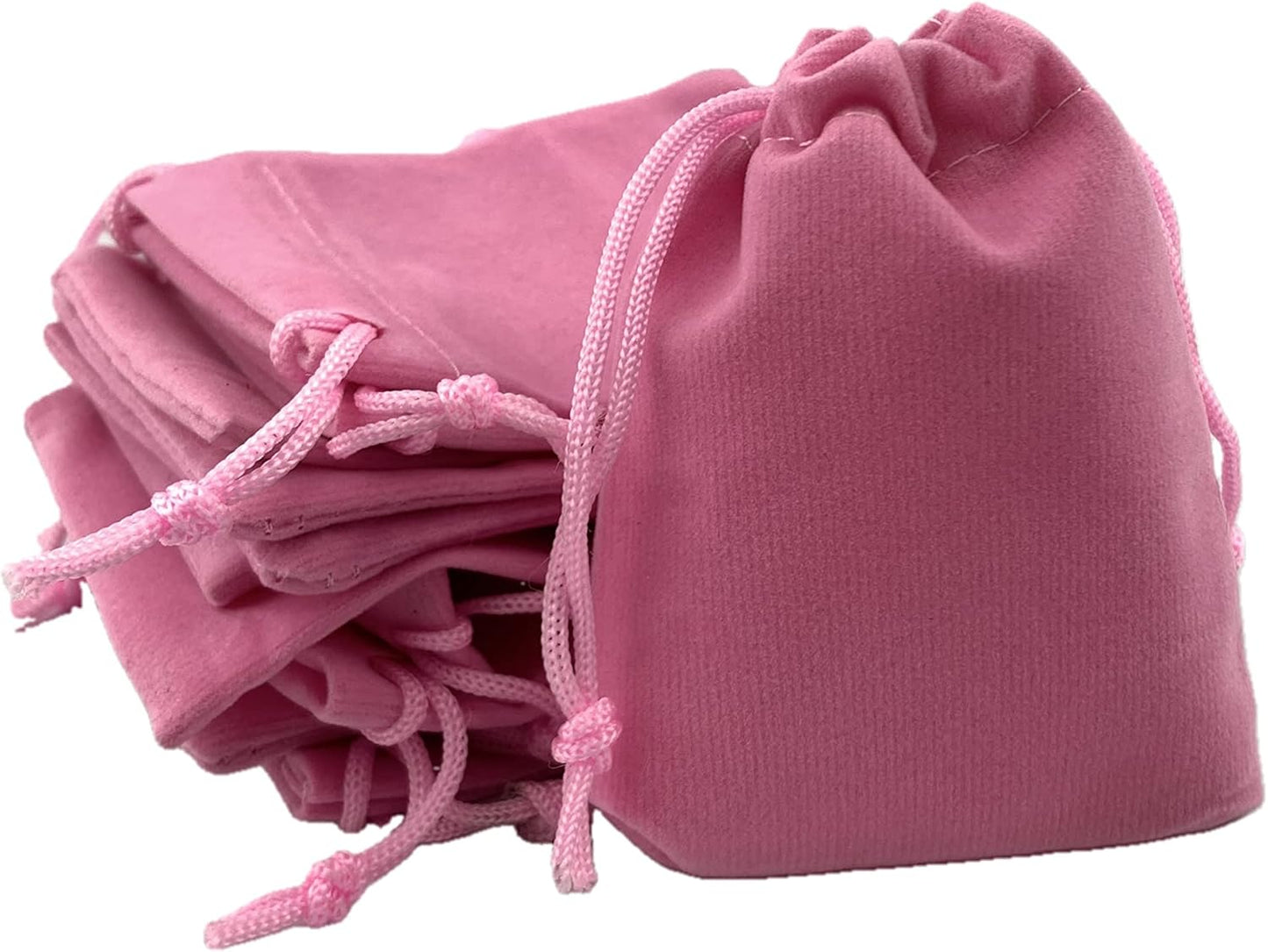 Palmhomee Pack of 48 3x4 Inch Velvet Drawstring Bags Gift Bag Velvet Pouch For Jewelry Wedding and Party Favor (Pink)