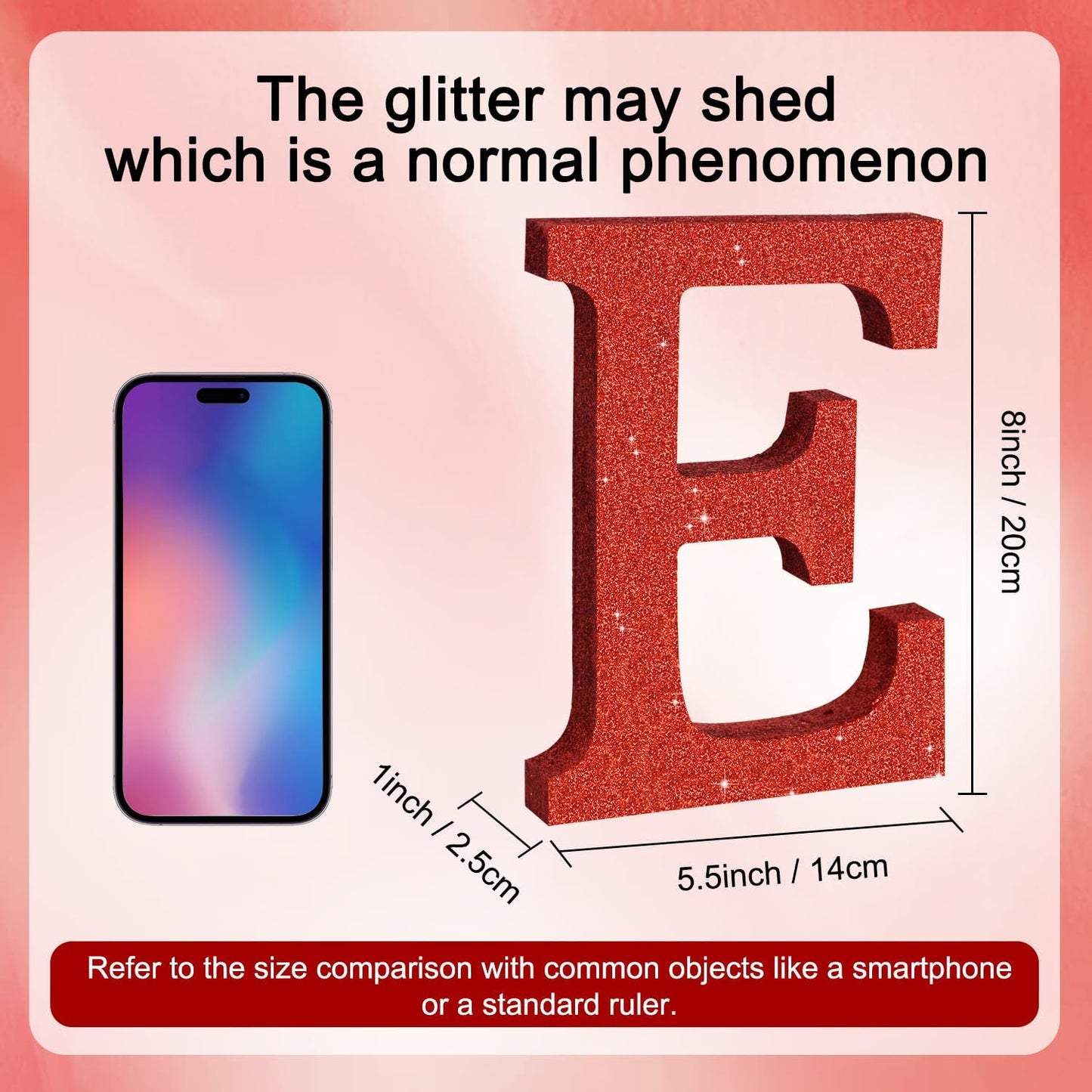 TONIFUL 8 Inch Red Glitter Letter E Table Centerpiece A-Z Red Birthday Party Decorations,Red Alphabet E for Birthday,Chrismas,Graduation,Bridal Shower,Wedding,Anniversary Party Supplies