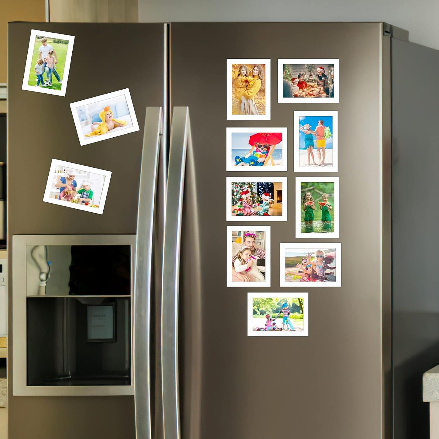 CRUGLA 12 Packs 4x6 Magnetic Picture Frames for Refrigerator， White Peel and Stick Frame Bulk, 4 by 6 Photo Holders for Fridge Dishwasher Whiteboard