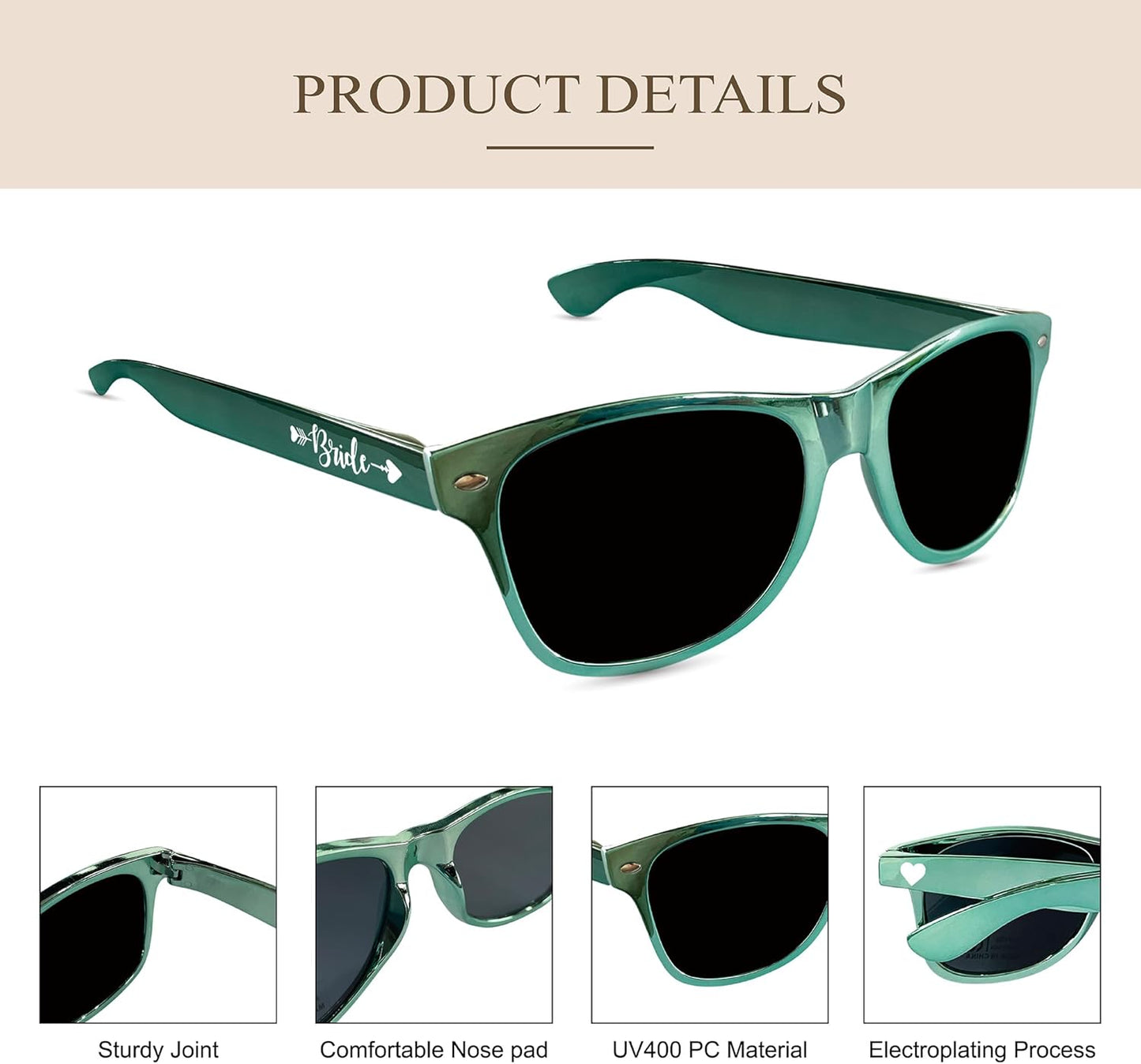 LADY&HOME 10 Pack Bachelorette Sunglasses,Bride Bridesmaid Sunglasses for Bachelorette Party Favors (Sage Green)