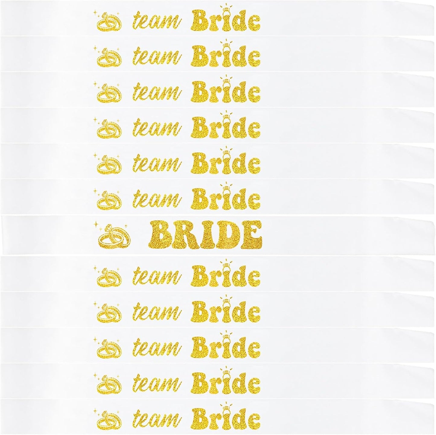 12 PCS Bride Sash Bachelorette Party Bride to Be Team Bride Sashes Maid of Honor Bridesmaid Sash for Bridal Shower and Hen Party Decorations Favors,White Gold