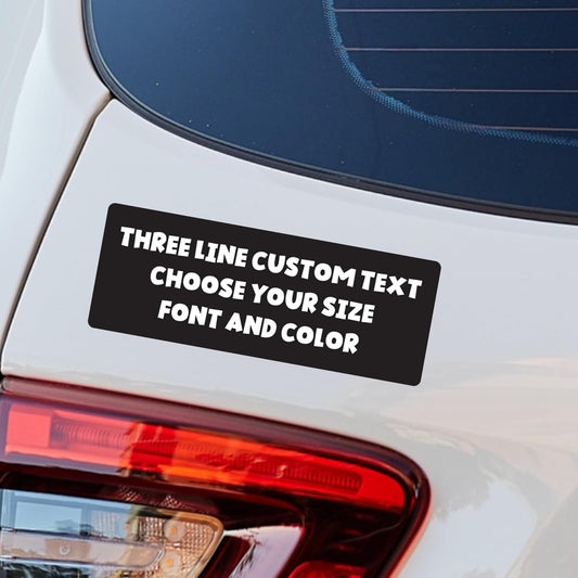 Magnet Me Up Three Line Custom Text Customizable Magnet Decal, Design Your Own Personalized Car Magnet, 3x8 Inch, for Business, Advertising, Gift, Choose Your Text, Font and Color, Crafted in USA