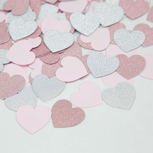 Rose Gold Pink Silver Party Decorations - 300pcs Paper Heart Confetti for Engagement Mothers Day Wedding Anniversary Romantic Bridal Shower Women Birthday Valentines Day Table Decor HongTongTong