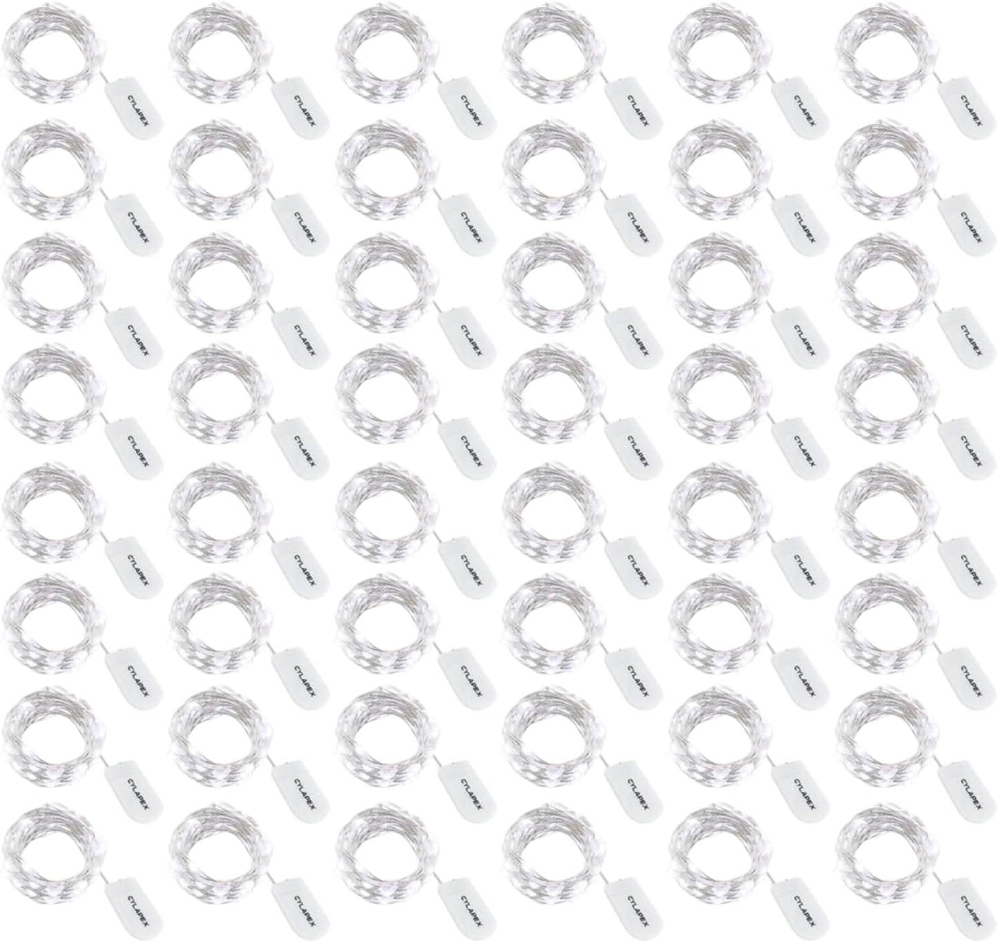 CYLAPEX Pack of 48 Cool White Fairy Lights String Battery Operated Fairy Lights, 3.3ft 20 LEDs Firefly Lights Silver Coated Copper Wire Lights for DIY Decor Christmas Decoration Costume