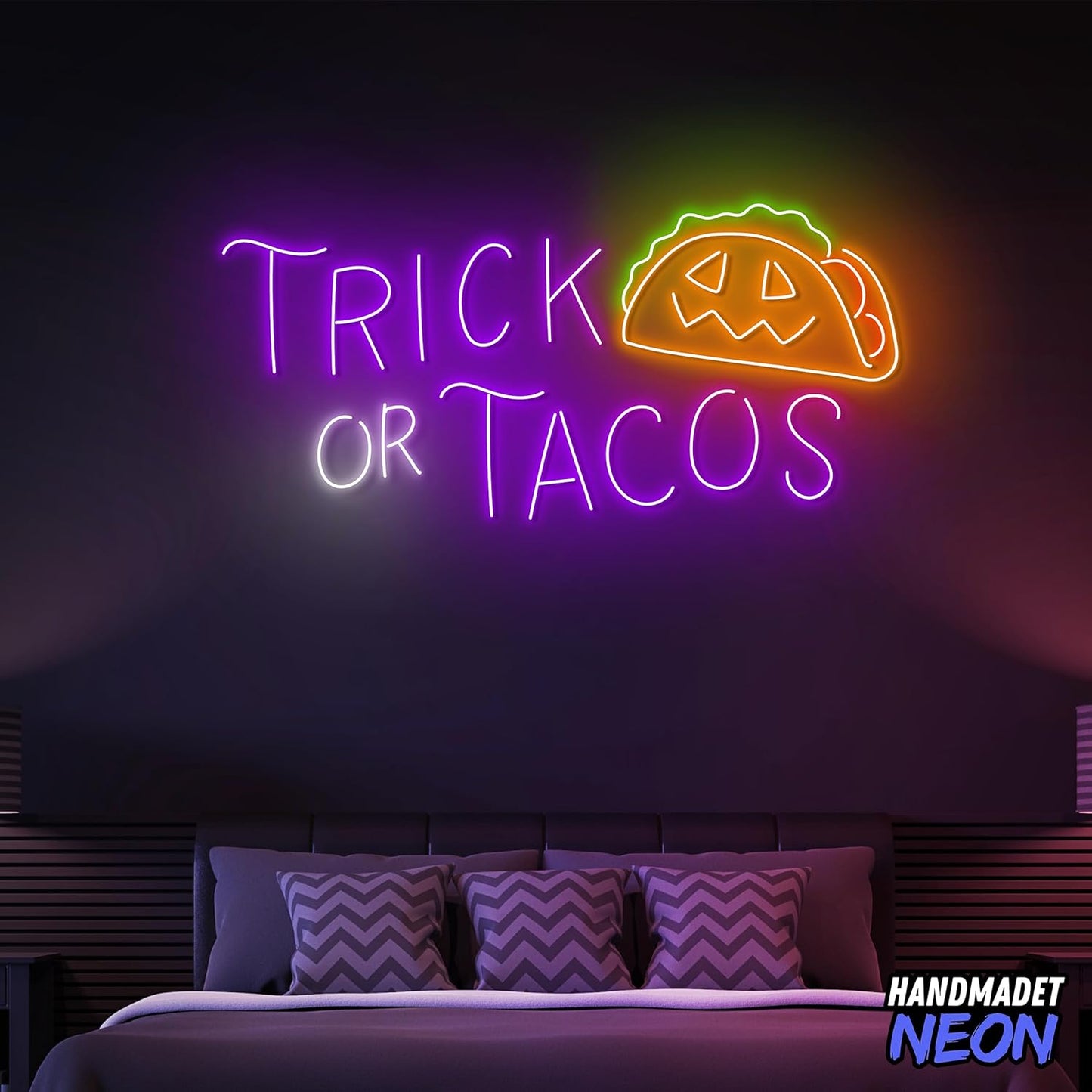 Personalized Trick Or Tacos Halloween Neon Sign Accessories, Custom Restaurant Food Decor Led Light, Funny Decorative Wall Art Lights Signs, Gifts For Friends, Kids, Restaurateur
