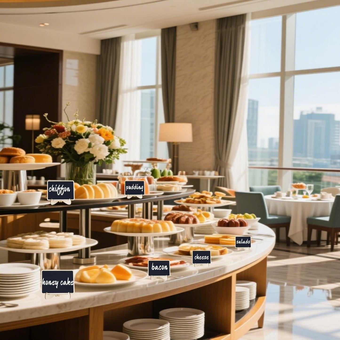 20 Pack Mini Chalkboard Signs with Easel Stand, Reusable Wooden Food Labels for Party Buffet, Blackboard Labels for Wedding, Table Numbers, Name Tags Place Cards (5 Markers and 20 Stickers Included)