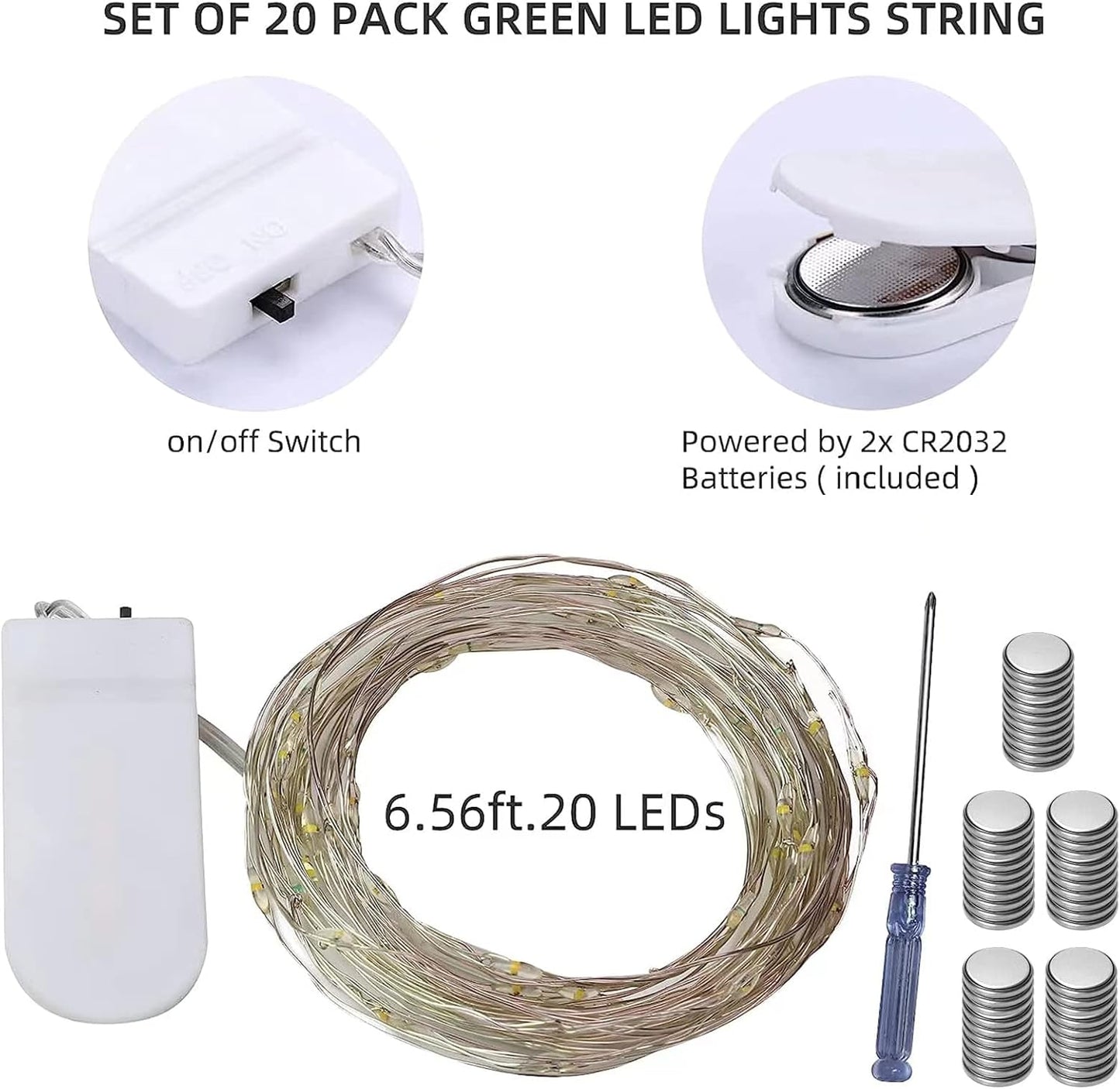 LAMPHOME 20 Pack Fairy Lights Battery Operated String Lights, 20 LED on 6.6FT Silvery Copper Wire, Firefly Fairy String Lights for Mason Jar Christmas Decoration(Bule x5, Pink x5, RED x5,Green x5)