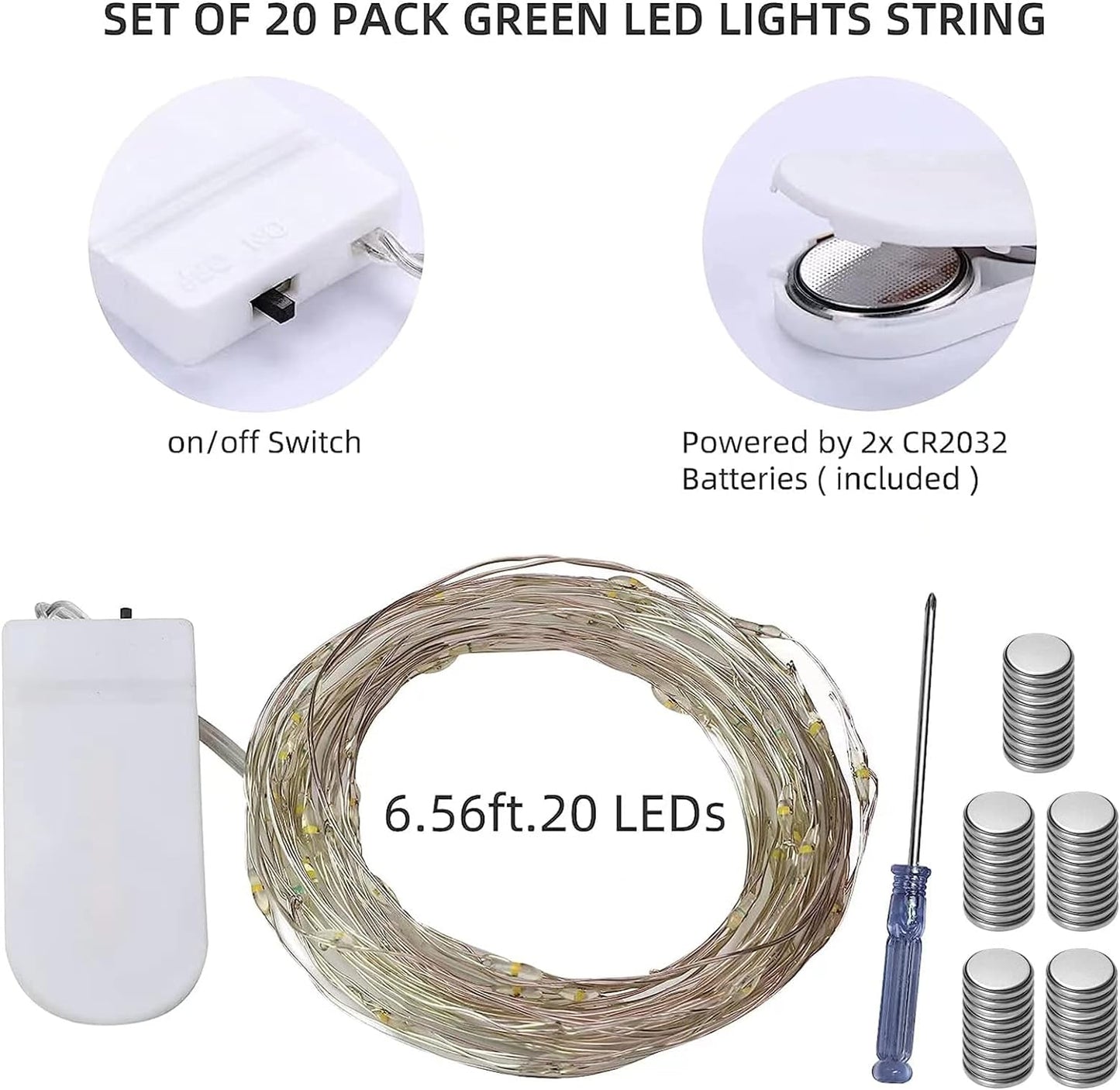 LAMPHOME 20 Pack Fairy Lights Battery Operated - 7ft 20 LED Lights Copper Wire Mini String Light Firefly Light for Mason Jars DIY Crafts Christmas Wedding Party Centerpiece Table Decor,Blue
