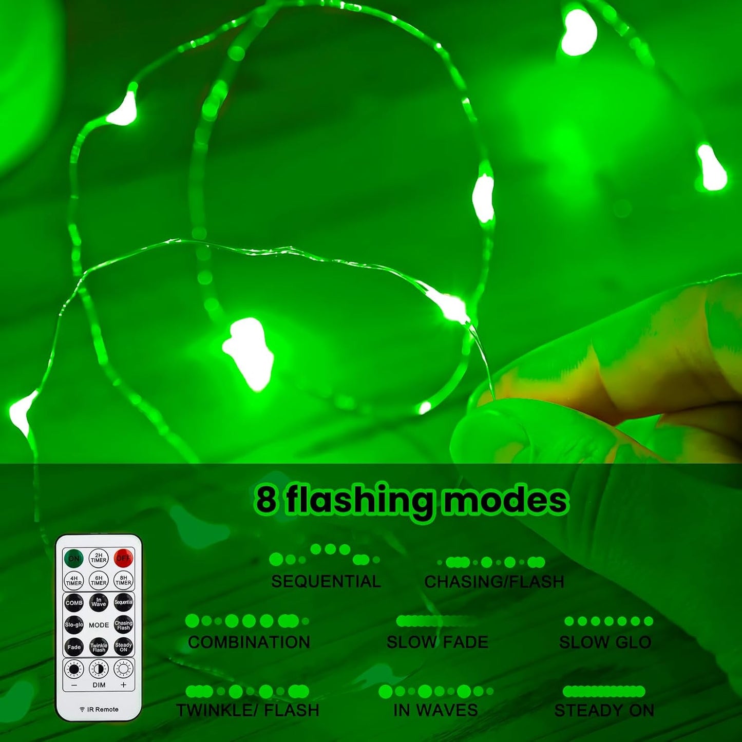 HXWEIYE 300LED Fairy Curtain Lights, 9.8x9.8Ft USB Plug-in 8 Modes Christmas String Hanging Lights with Remote for Bedroom Backdrop Wedding Party Indoor Wall Decor, Green